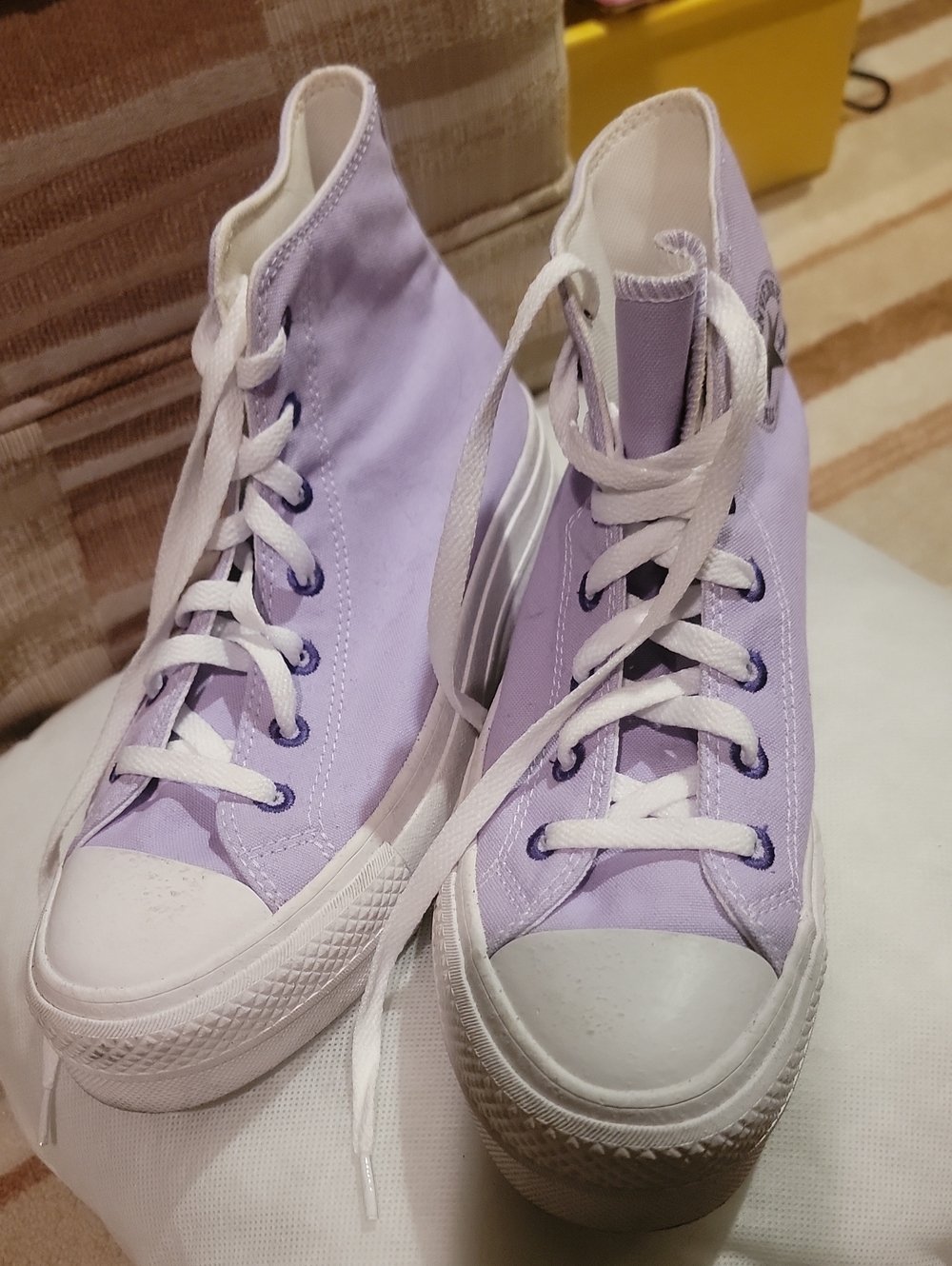 Women's Lilac High-Top Canvas Sneakers – Lightweight Lace-Up